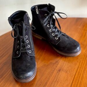 ETHAN VALDES Rocky Black Nubuck Suede Lace Up Comfort Ankle Boots Size 39 / US 7